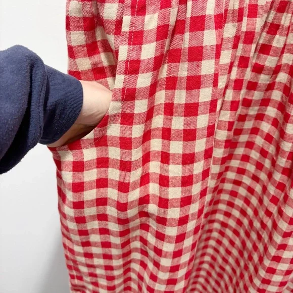 Faith Rowan Leeves Luna Sleeveless Dress Red Gingham Linen Size XXL Pockets NWT - Picture 5 of 16